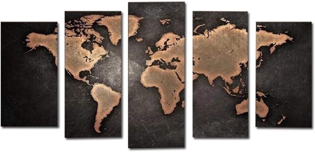world,map,canvas,canvas set,world map,wall art,canvas set,black,gold,decoration,home decor,Eid,Gifts,2020,Eid Al Adha